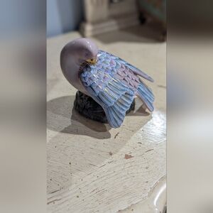 Decorative Pastel Blue & Pink Bird Figurine - Porcelain Collectible